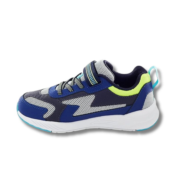 Medial side of Stride Rite Kids' Lighted Cosmic light up Sneaker in Navy Multi