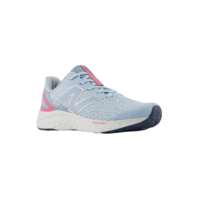New Balance Kids' Fresh Foam Arishi V4 Running Shoe Quarry Blue/Real Pink/Chrome Blue GPARIYB4