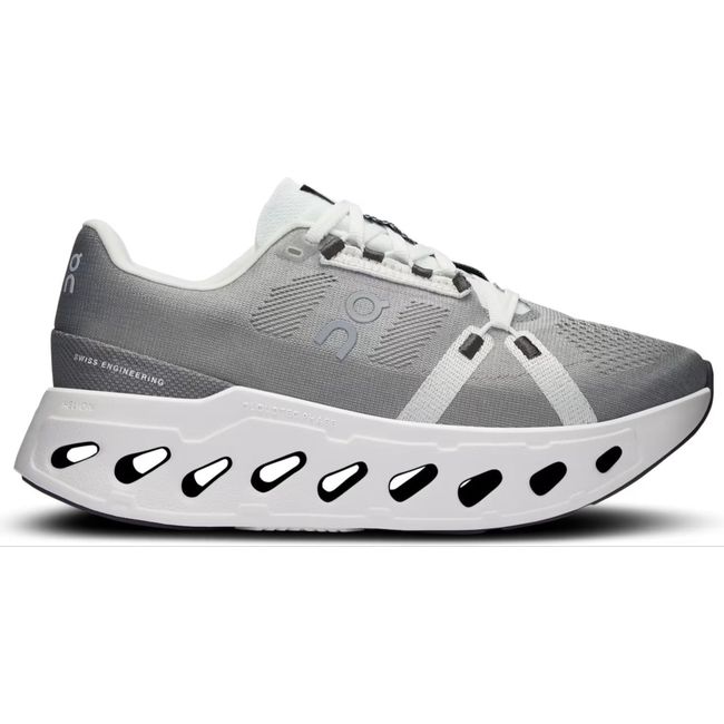 Lateral side of On Running Women's Cloudeclipse Running Shoe in alloy and white