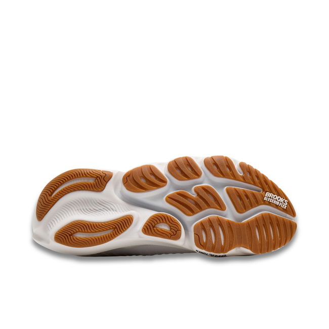 Sole of Brooks Men's Glycerin Flex Running Shoe in White Black Gum