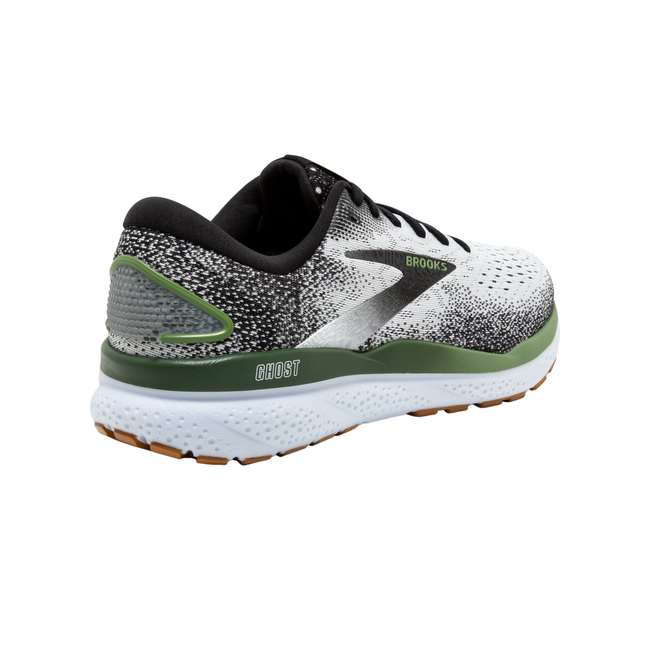 Brooks Men&#39;s Ghost 16 Running Shoe White/Black/Green 110418-192