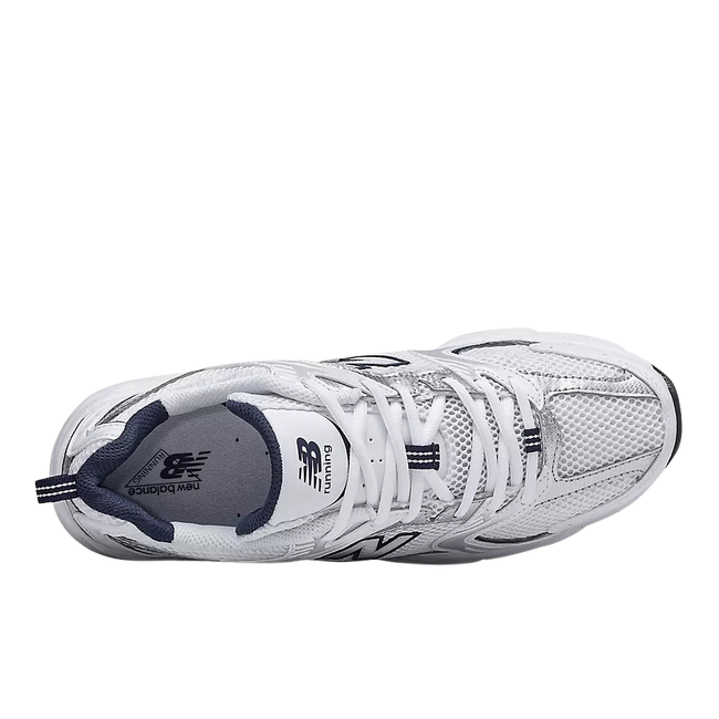 Top of New Balance Unisex 530 Lifestyle Shoe in White