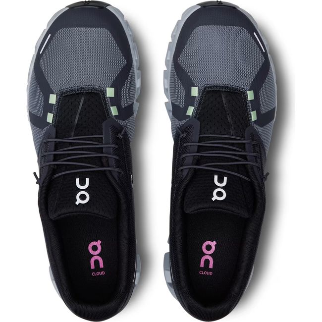 Top down view of Men&#39;s On Running Cloud 5 Push Running Shoe in Rock Black with slip on lacing
