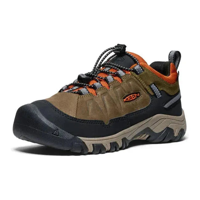 Keen Big Kids' Targhee IV Waterproof Hiking Shoe Dark Olive/Gold Flame 1029563