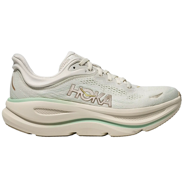 Side of Hoka Women's Bondi 9 Running Shoe in Truffle Salt