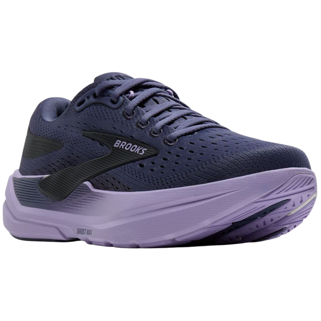 Angled side of Brooks Women's Ghost Max 3 Running Shoe in Nightshadow Purple