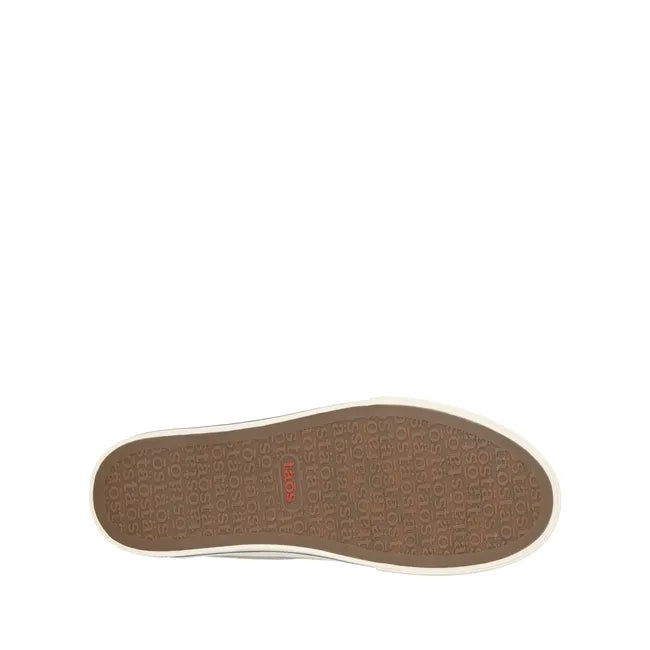 Tan sole of Women&#39;s Taos Z Soul Sneaker in Grey Graphite Distressed upper