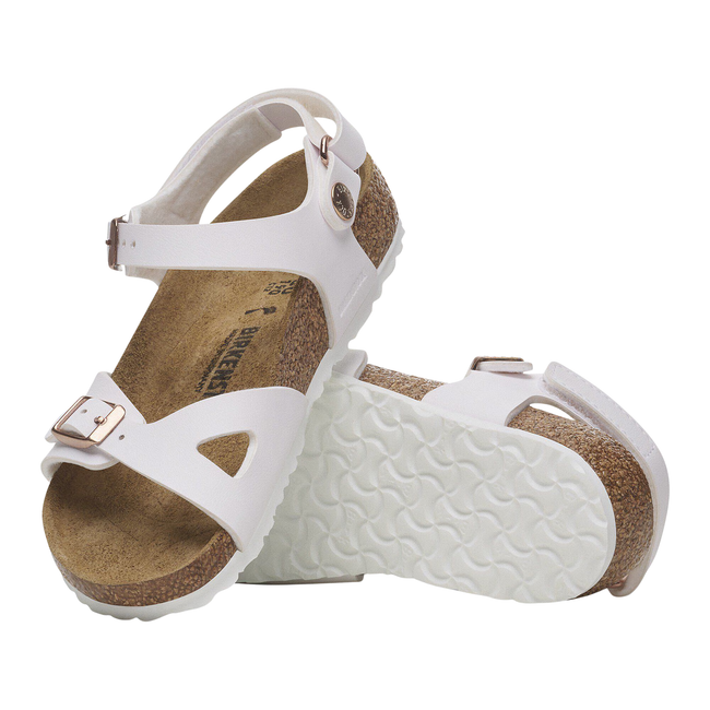 Top and Sole of Birkenstock kids' Rio AS Sandal (Toddler/ Little Kid) in White