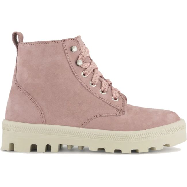 Lateral view of Naot Women's Canoe Boot in mauve nubuck