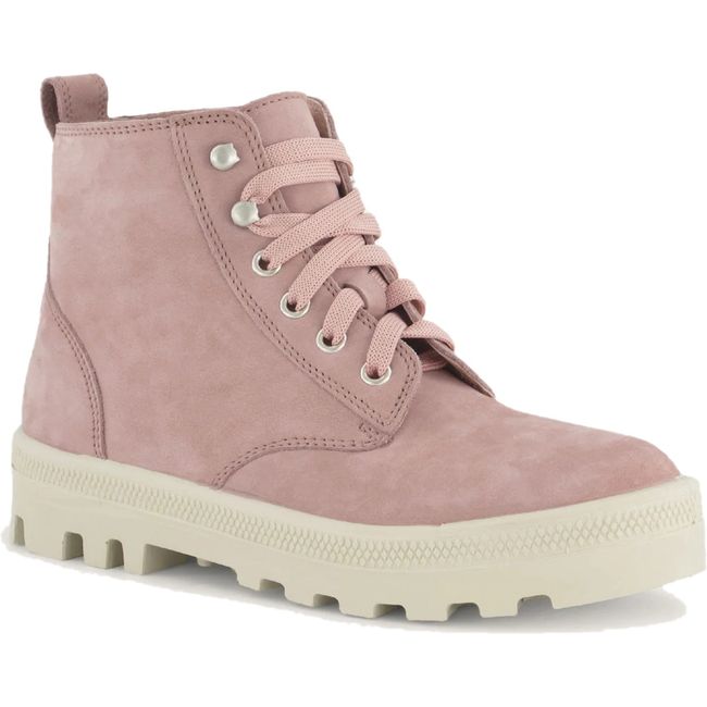 Front angled view of Naot Women's Canoe Boot in mauve nubuck