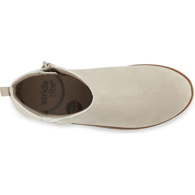 Top down view of of Big Kids Carolyn Stride Rite Boot in taupe with side zipper