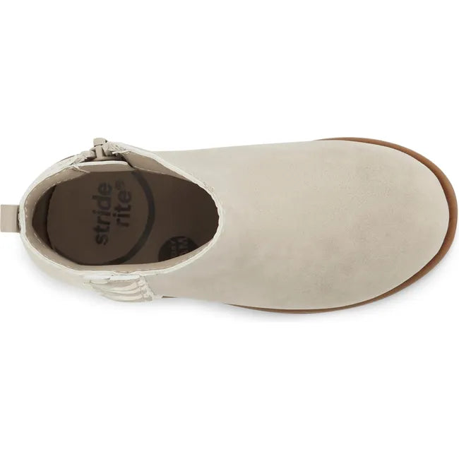 Top down view of Little Kids Carolyn Stride Rite Boot in taupe with a side zipper