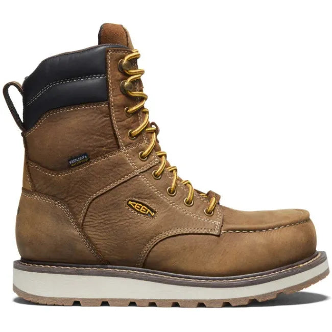 Lateral of Keen Men's Cincinnati 8" Waterproof Carbon Toe Work Boot in Belgian Sandshell