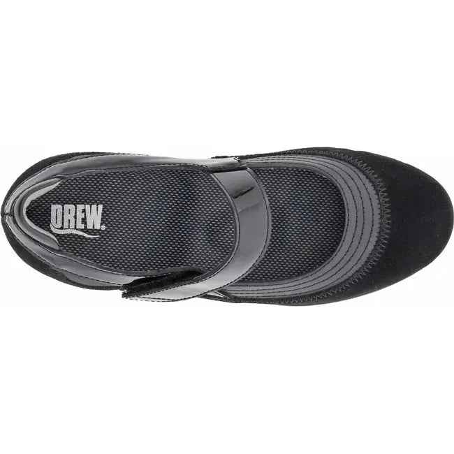 Drew Women's Genoa Mary Jane Shoe Black Suede Combo 14316-19