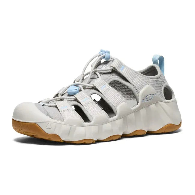 Front angled view of Women's KEEN Hyperport H2 closed toe sandal in alloy gray