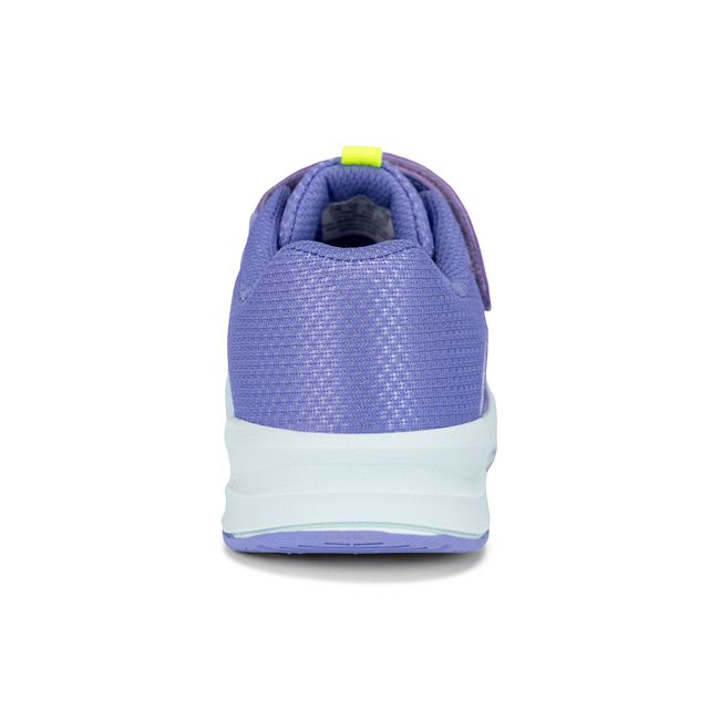 Rear heel view of the Stride Rite Hypersonic in soft purple mesh with a pale mint sole