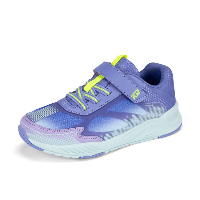 Stride Rite Hypersonic in soft purple and mint, angled view of the opposite side