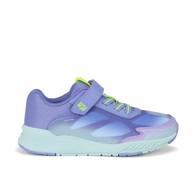 Right side profile of the Stride Rite Hypersonic in soft purple with a pale mint midsole