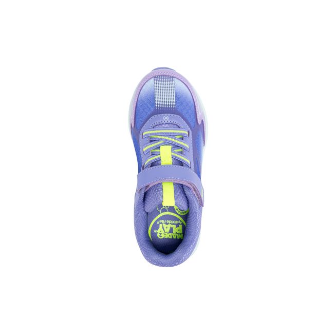Top down view of the Stride Rite Hypersonic in soft purple with a Made2Play sockliner