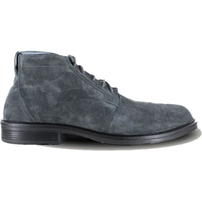 Lateral view of Naot Men&#39;s Commander Boot in charcoal suede