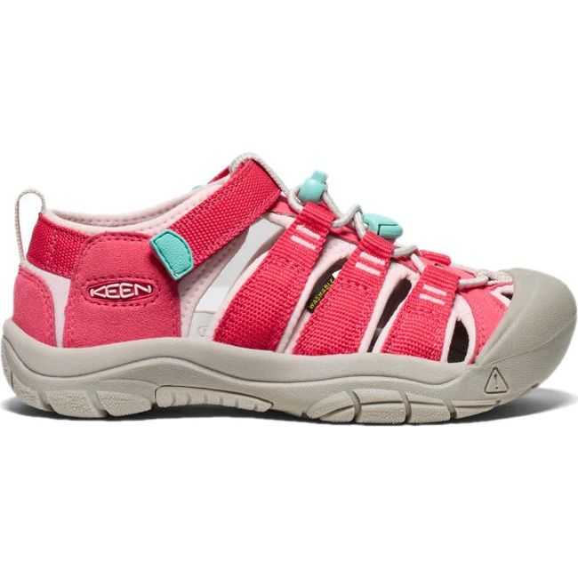 Lateral of KEEN Youth Kids&#39; Newport H2 Closed Toe Sandal in Raspberry Giggle Pink