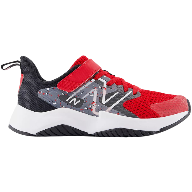 Side of New Balance Kids' Rave Run V2 Velcro Running Shoe (Toddler/Little Kid) in Team Red