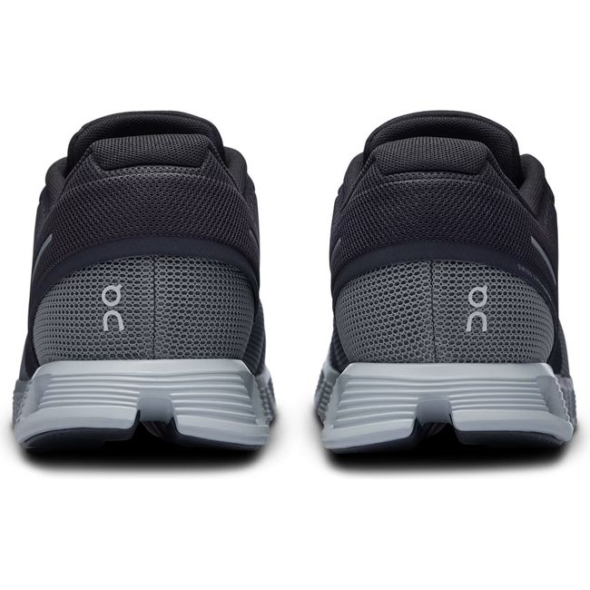 Heels of Men&#39;s On Running Cloud 5 Push Running Shoe in Rock Black with slip on lacing