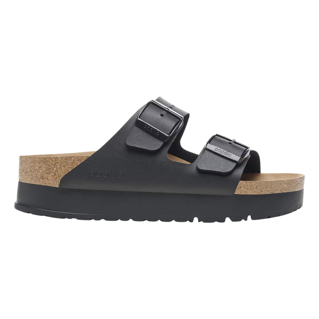 Side of Birkenstock Women's Arizona Vegan Platform Sandal in Black
