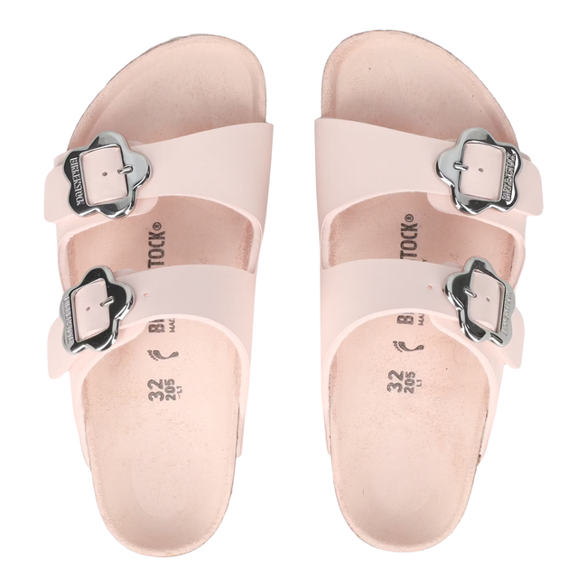 Tops of Birkenstock Girls' Arizona in Light Rose Flower Buckle