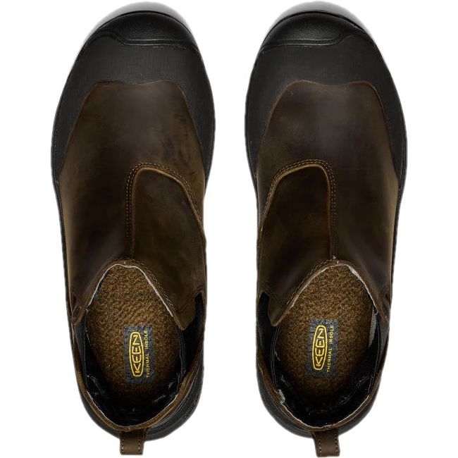 Top down view of Keen Men&#39;s Revel IV Waterproof Chelsea Boot in canteen brown