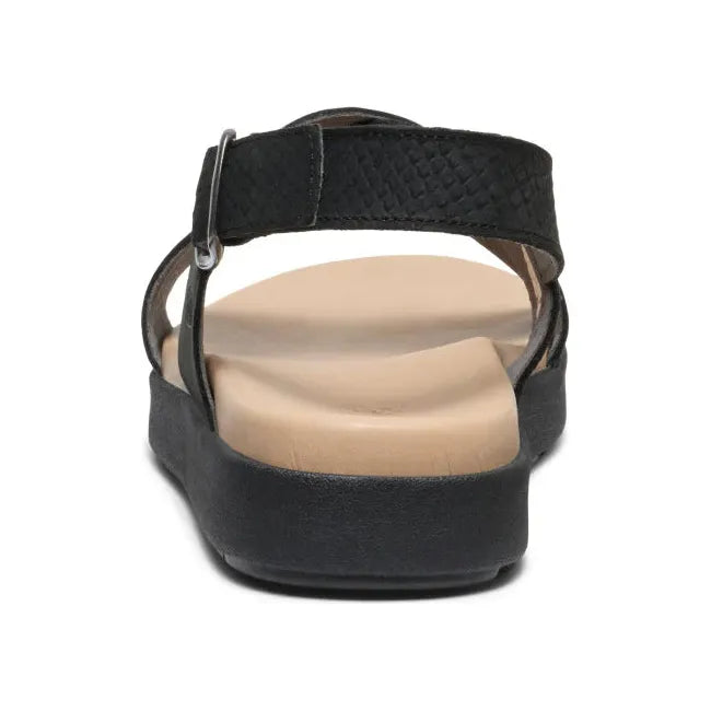 Heel of KEEN Women's Elle Luxe Cross Strap Sandal in Black with back strap