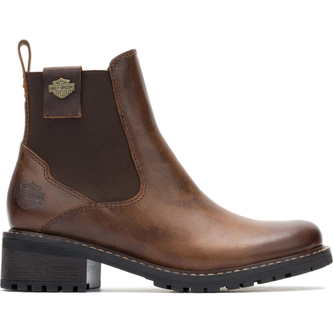 Harley-Davidson Women's Maren Chelsea Boot in Dark Brown, outside view