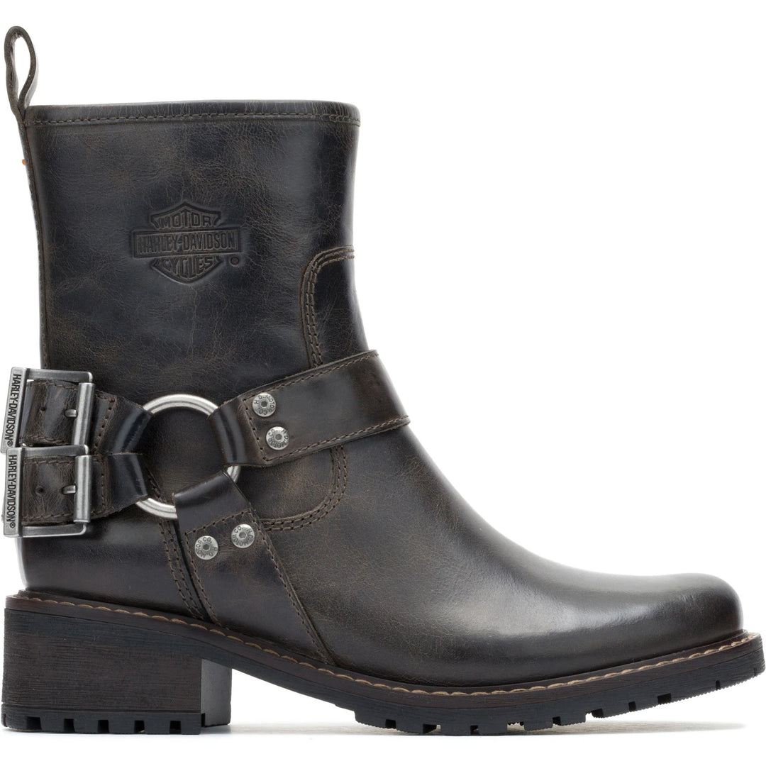Harley-Davidson Women's Maren Harness Boot in Grey, outside view