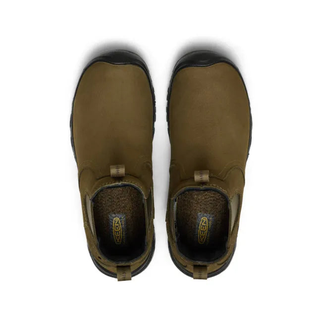 Upper of Keen Women's Greta II Waterproof Chelsea Boots in Dark Olive Black