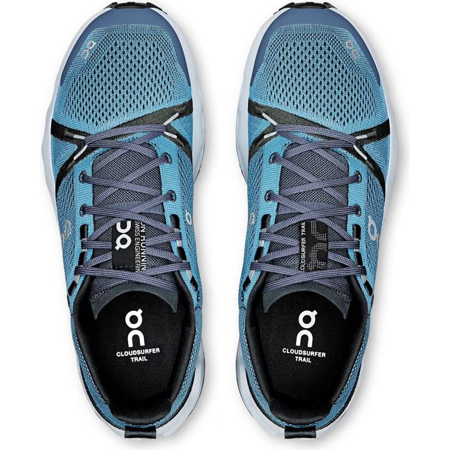 Top down view of Men's On Running Cloudsurfer Trail Running Shoes in Niagara Glacier blue