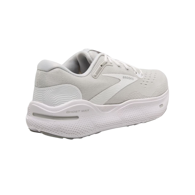 Brooks Women's Ghost Max Running Shoe White/Oyster/Metallic Silver 120395-124