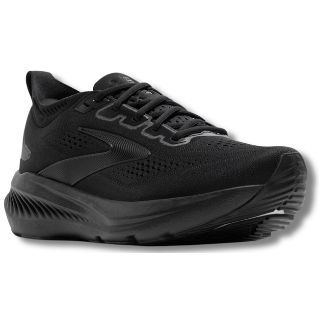 Angled Side of Brooks Men's Glycerin 23 Running Shoe in Black Ebony