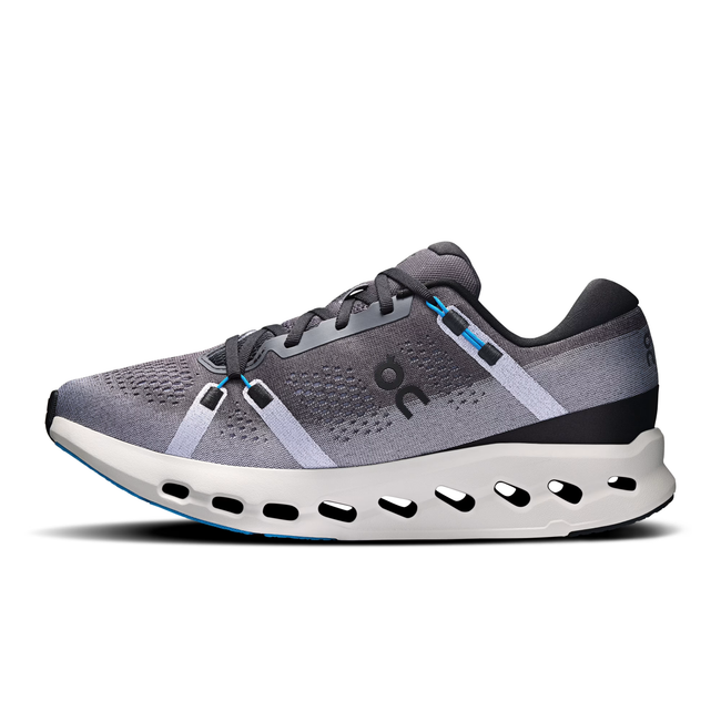 Medial side of On Running Men's Cloudsurfer 2 Running Shoe in Black Malibu