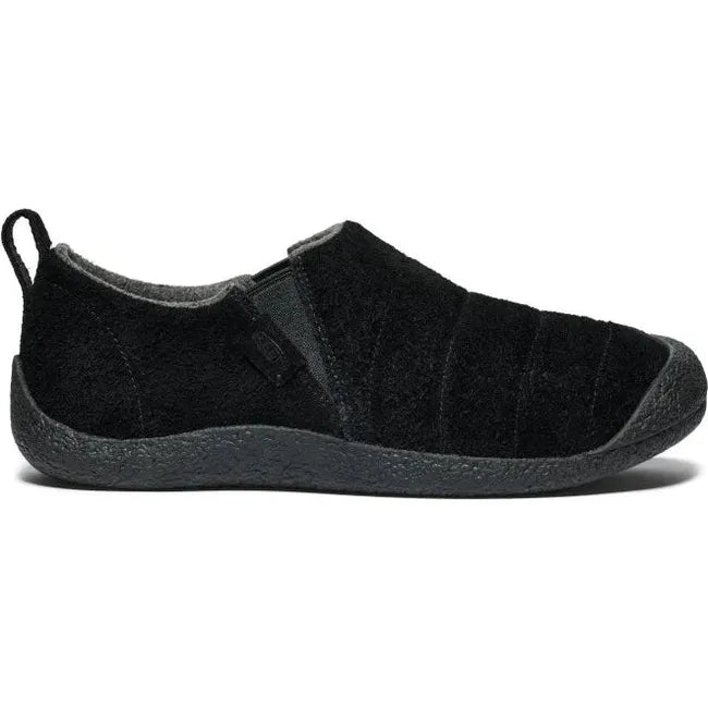 Lateral side of Men's Keen Howser II Suede Leather Slipper in Black Suede