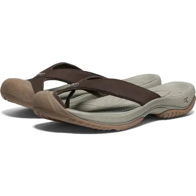 Keen Men's Waimea Leather Java/Plaza Taupe Flip-Flop 1029128