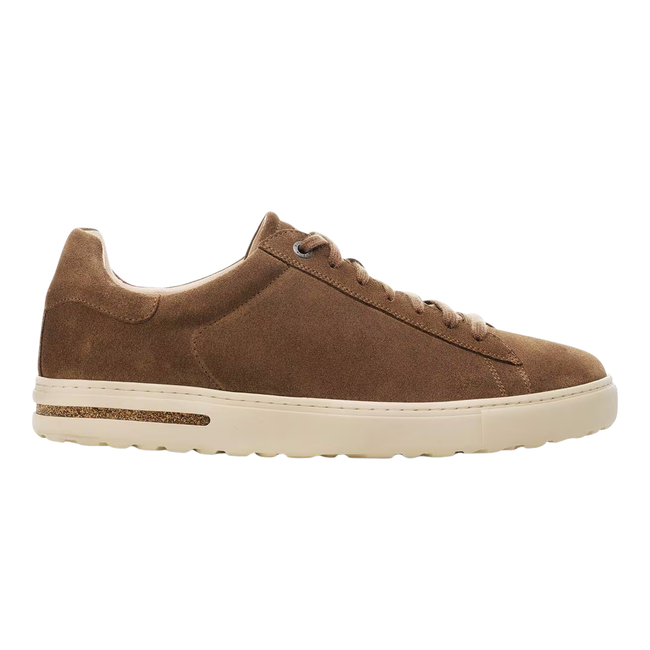 Side of Birkenstock Unisex Bend Low Sneaker in Dark Tea Brown Suede