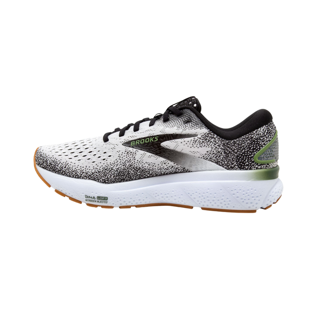 Brooks Men&#39;s Ghost 16 Running Shoe White/Black/Green 110418-192