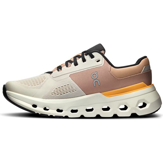 Medial side of Women's On Running Cloudrunner 2 Running Shoe in Pearl Tangerine Orange