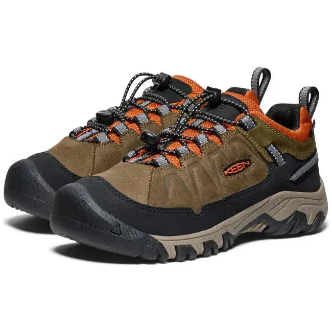 Keen Big Kids' Targhee IV Waterproof Hiking Shoe Dark Olive/Gold Flame 1029563