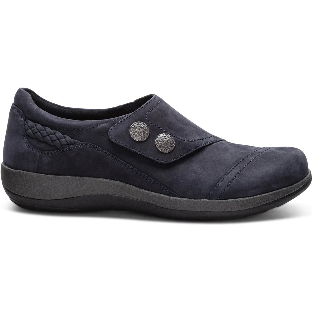Lateral side of Aetrex Women's Karina Monk Strap in Navy