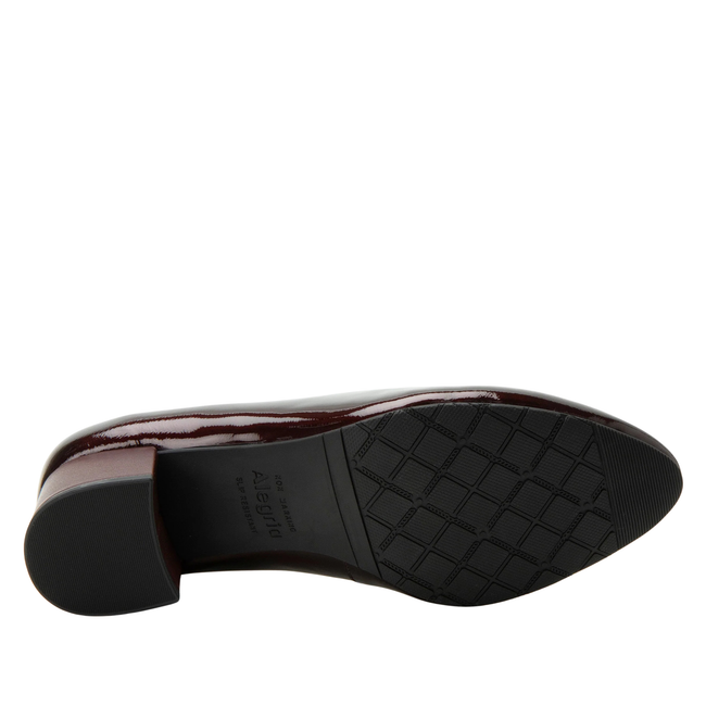Sole of Alegria Women's Lisah Heels in Jam Burgundy Patent Leather