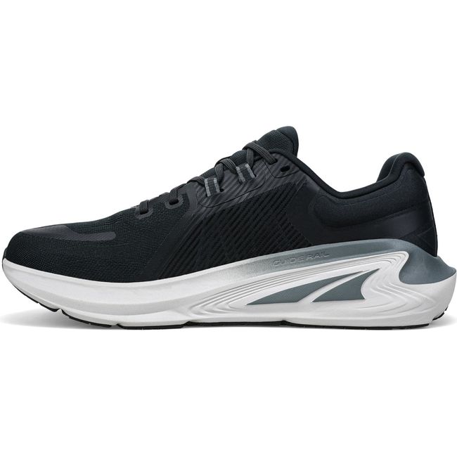 Medial side of Altra Women's Paradigm 7 Running Shoe in black with overpronation guiderail support