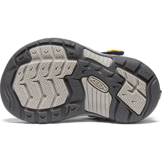 Sole of KEEN Toddlers&#39; Newport H2 Closed Toe Sandal in Naval Academy  blue and Keen Yellow