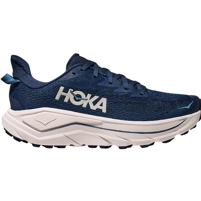 Side of Hoka Men's Challenger 8 Trail Running Shoe in Midnight Blue