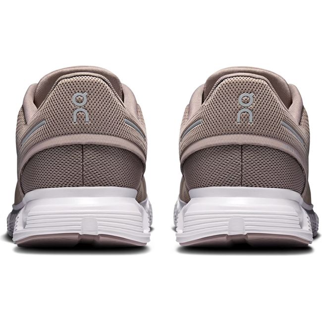 Heels of Men's On Running Cloud 6 Running Shoes in Fog White with slip on speed lacing